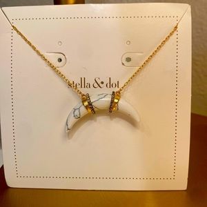 Stella & Dot white and gold moon necklace